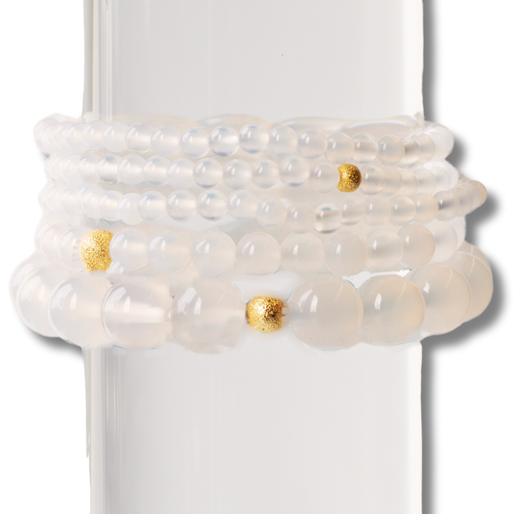 Gemstone Bracelets-White Agate, 3 Sizes