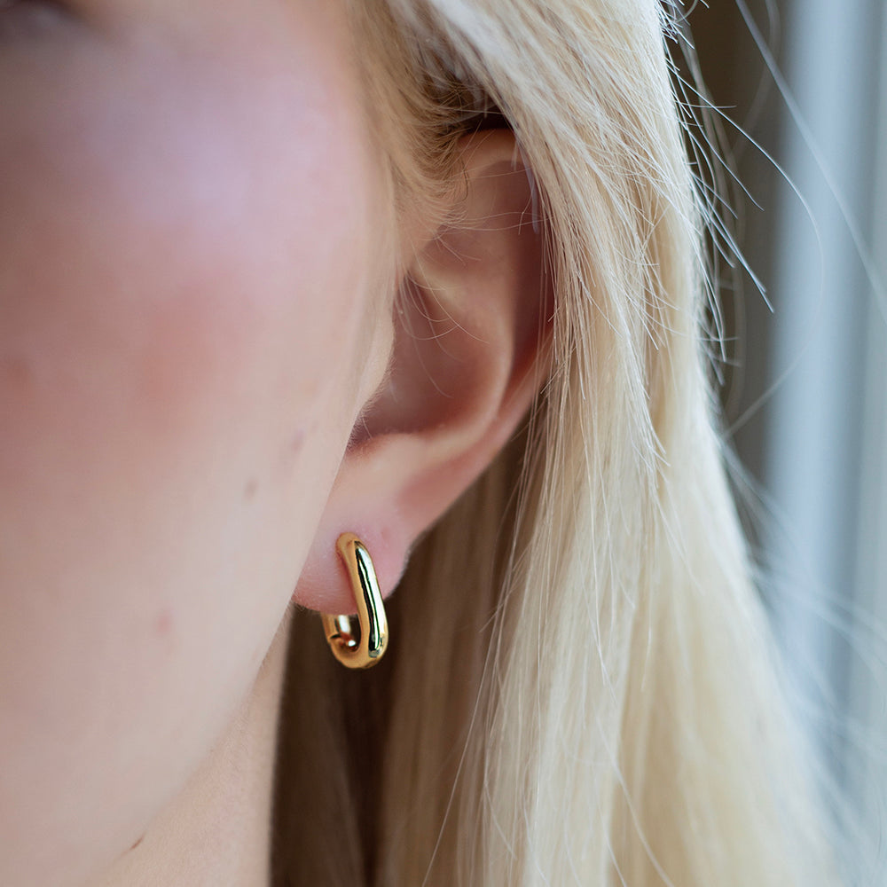 Gilded Earrings-Oval Huggies – Lenny and Eva - Main Image