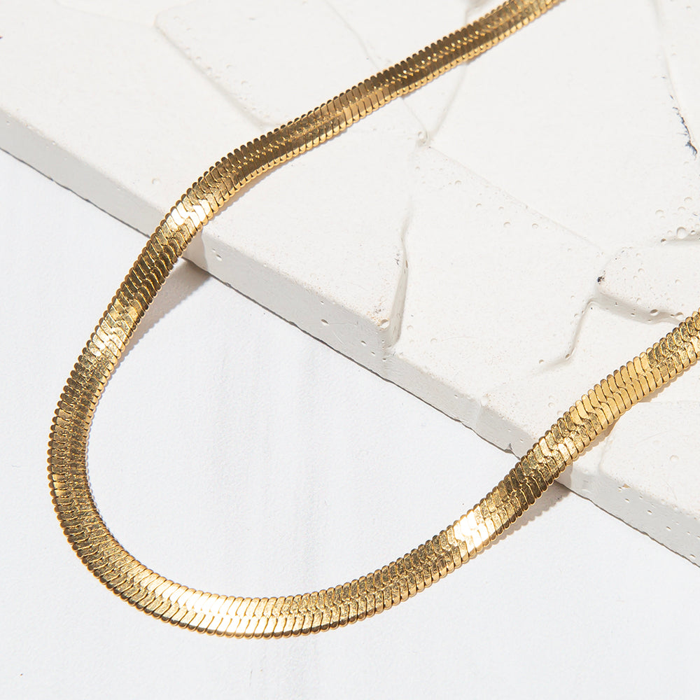 Gilded Chain Necklace-Herringbone, 16