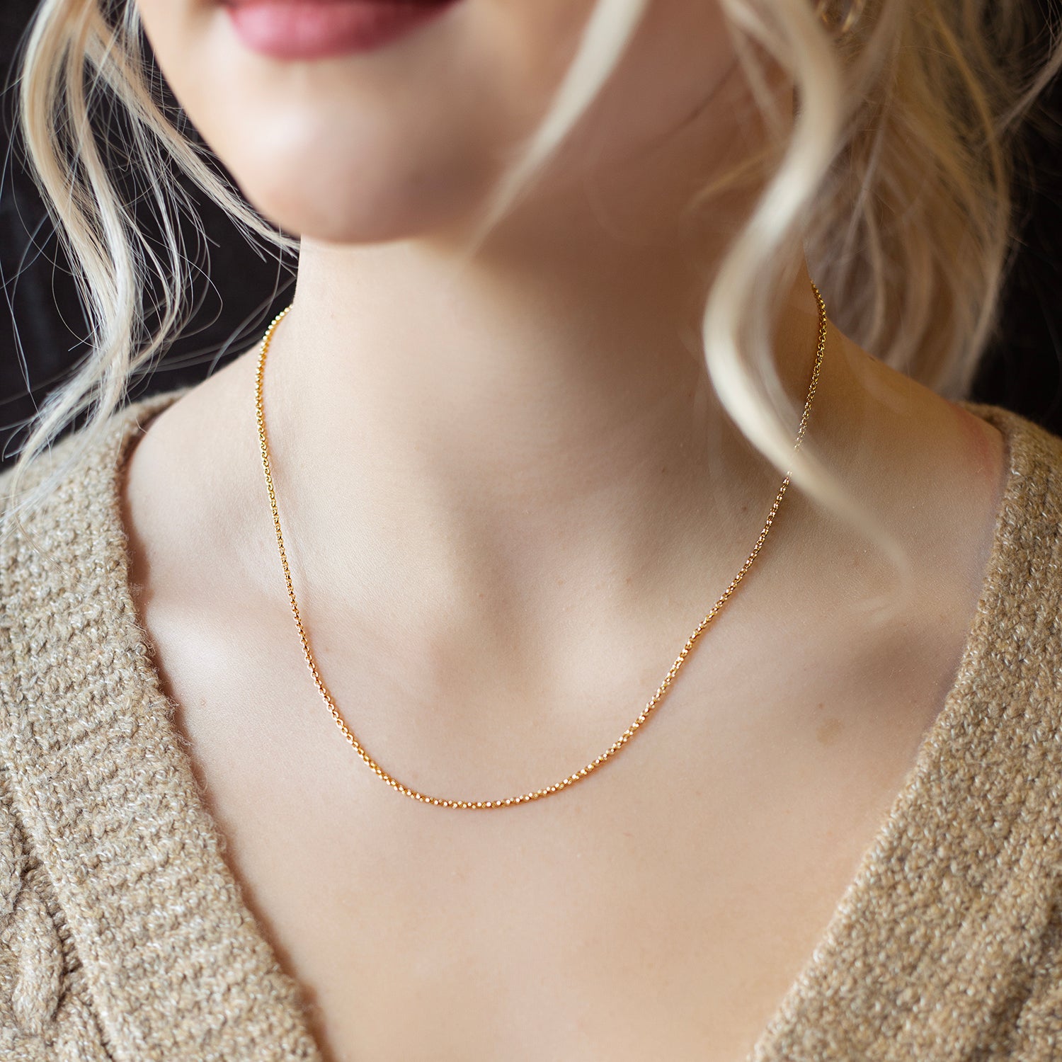 Gilded Chain Necklace-Cable, 18