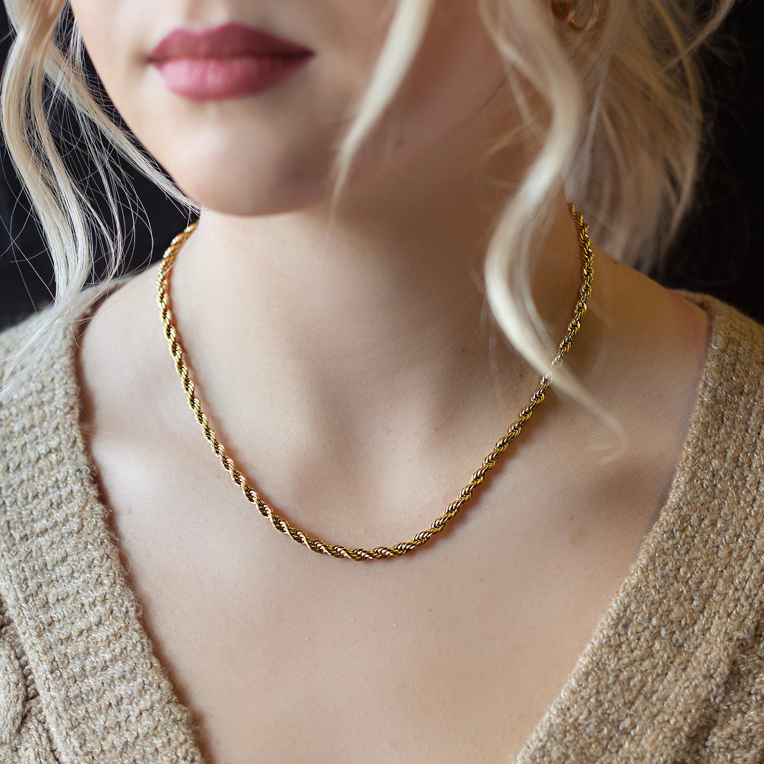 Gilded Chain Necklace-Rope, 18
