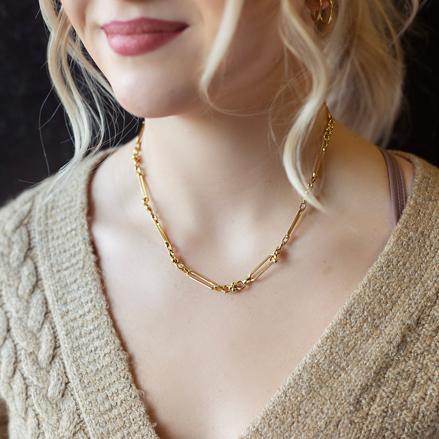 Gilded Chain Necklace-Toggle, 18