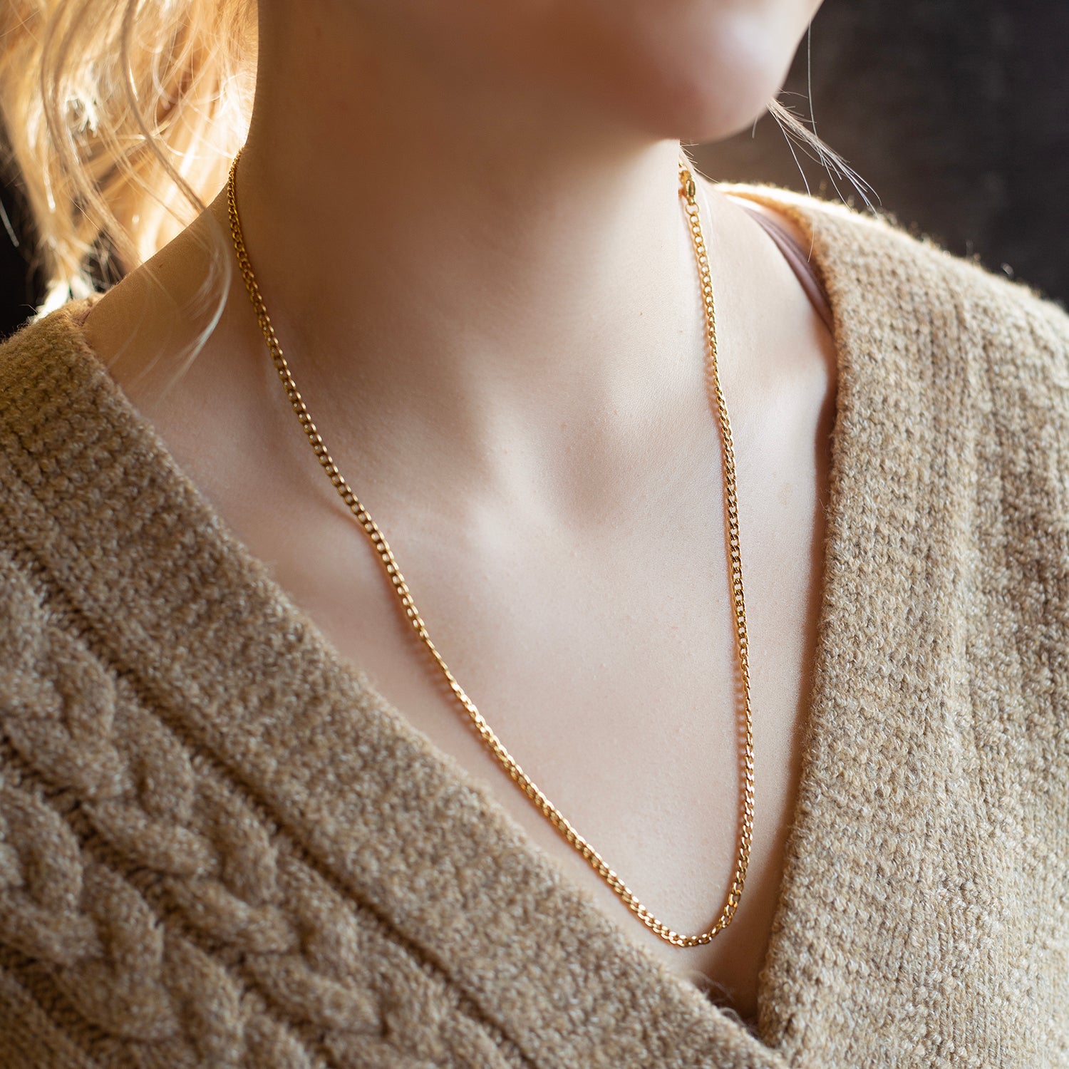 Gilded Chain Necklace-Curb, 24