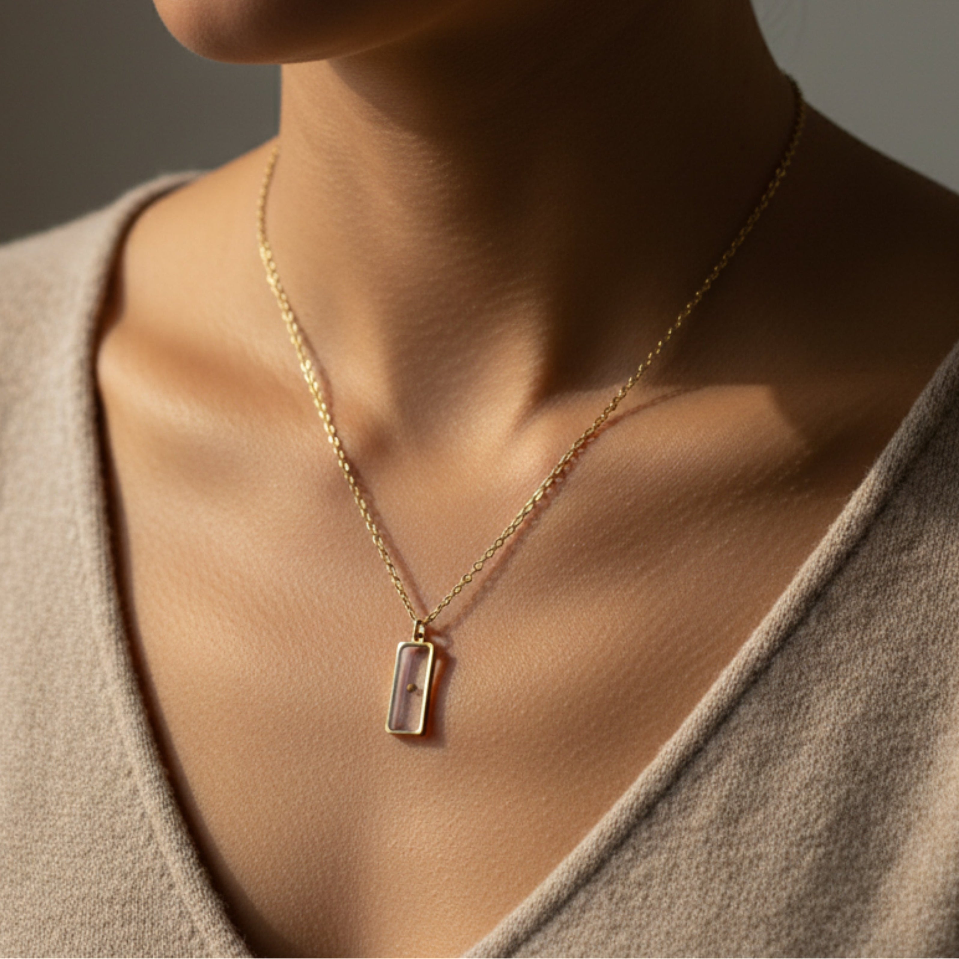 Faith Over Fear Mustard Seed Necklace-Rectangle, Matthew 17:20
