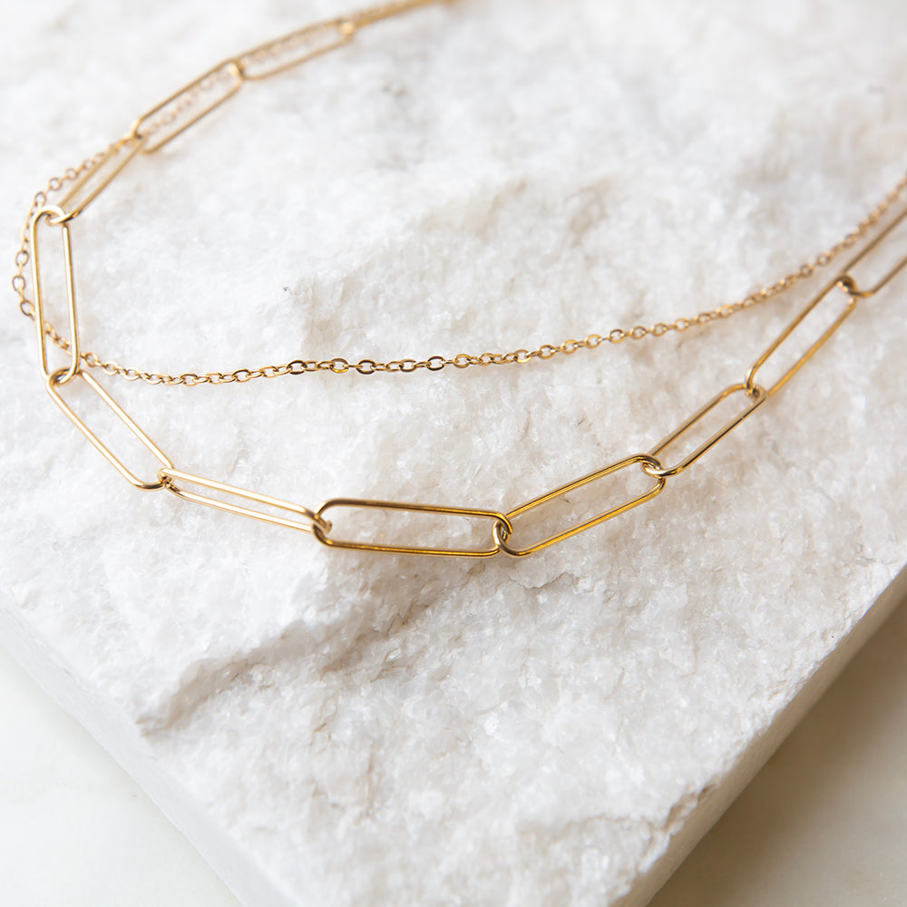 Gilded Chain Necklace-Layered Paperclip – Lenny and Eva