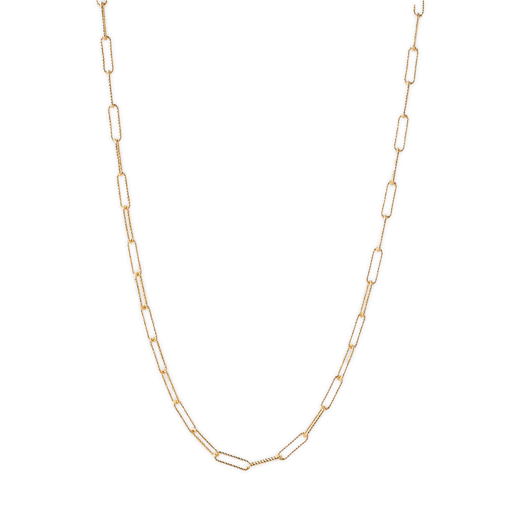 Gilded Chain Necklace-Textured Paper Clip, 18