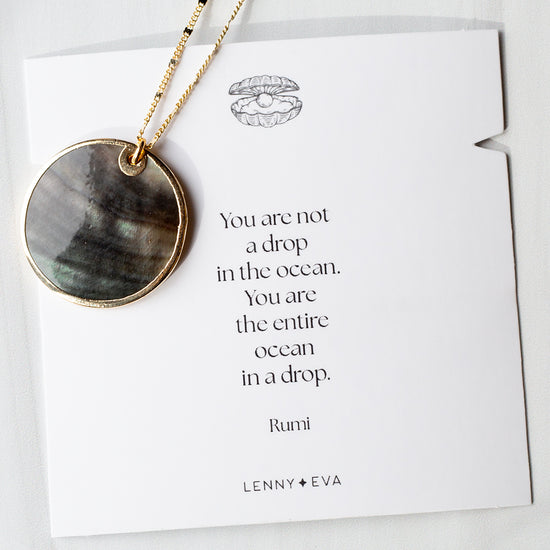 Intentions Necklace, Black Capiz Shell