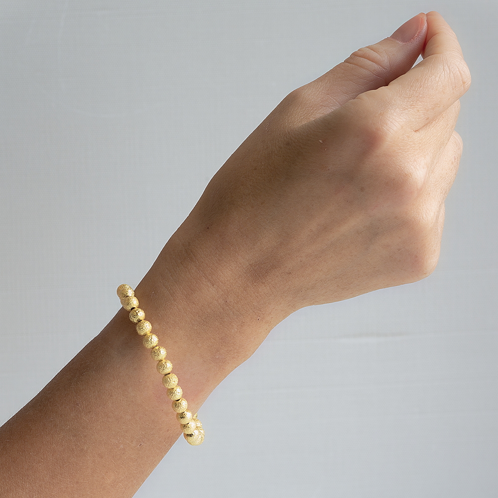 Gilded Gold Beaded Bracelets-Gold, 6mm, Textured – Lenny and Eva