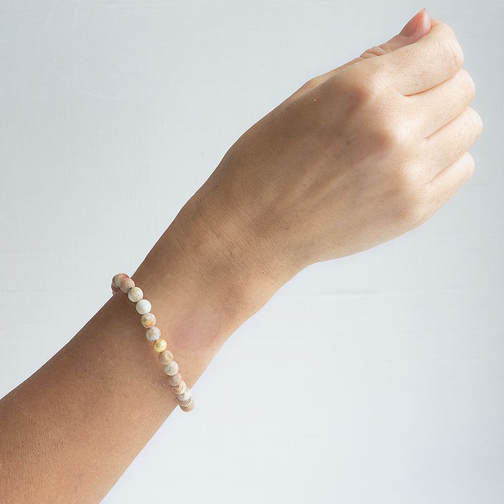 Gemstone Bracelet-White Jasper, 6mm – Lenny and Eva Gemstone Bracelet-White Jasper, 6mm – Lenny and Eva