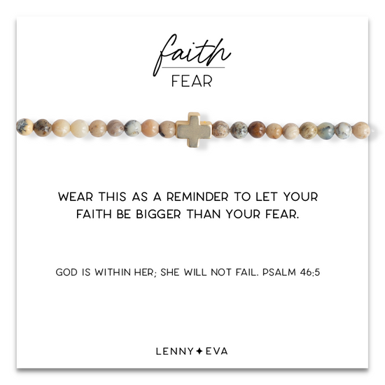 Faith Over Fear Cross Bracelet-Feldspar