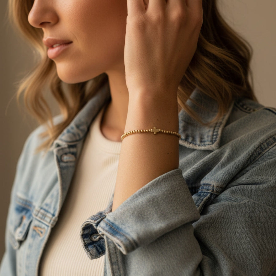 Faith Over Fear Cross Bracelet-Gold, Psalm 46:5 – Lenny and Eva