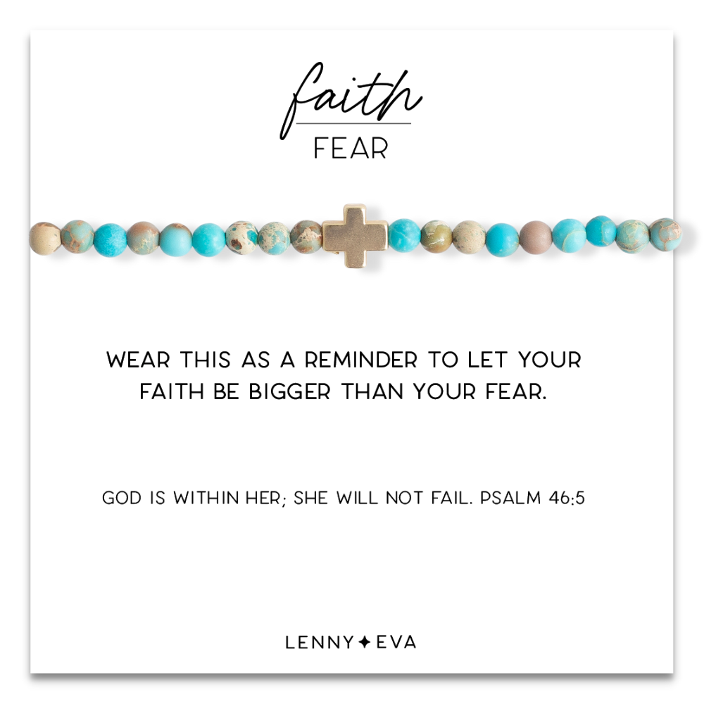 Faith Over Fear Cross Bracelet-Turquoise Jasper – Lenny and Eva