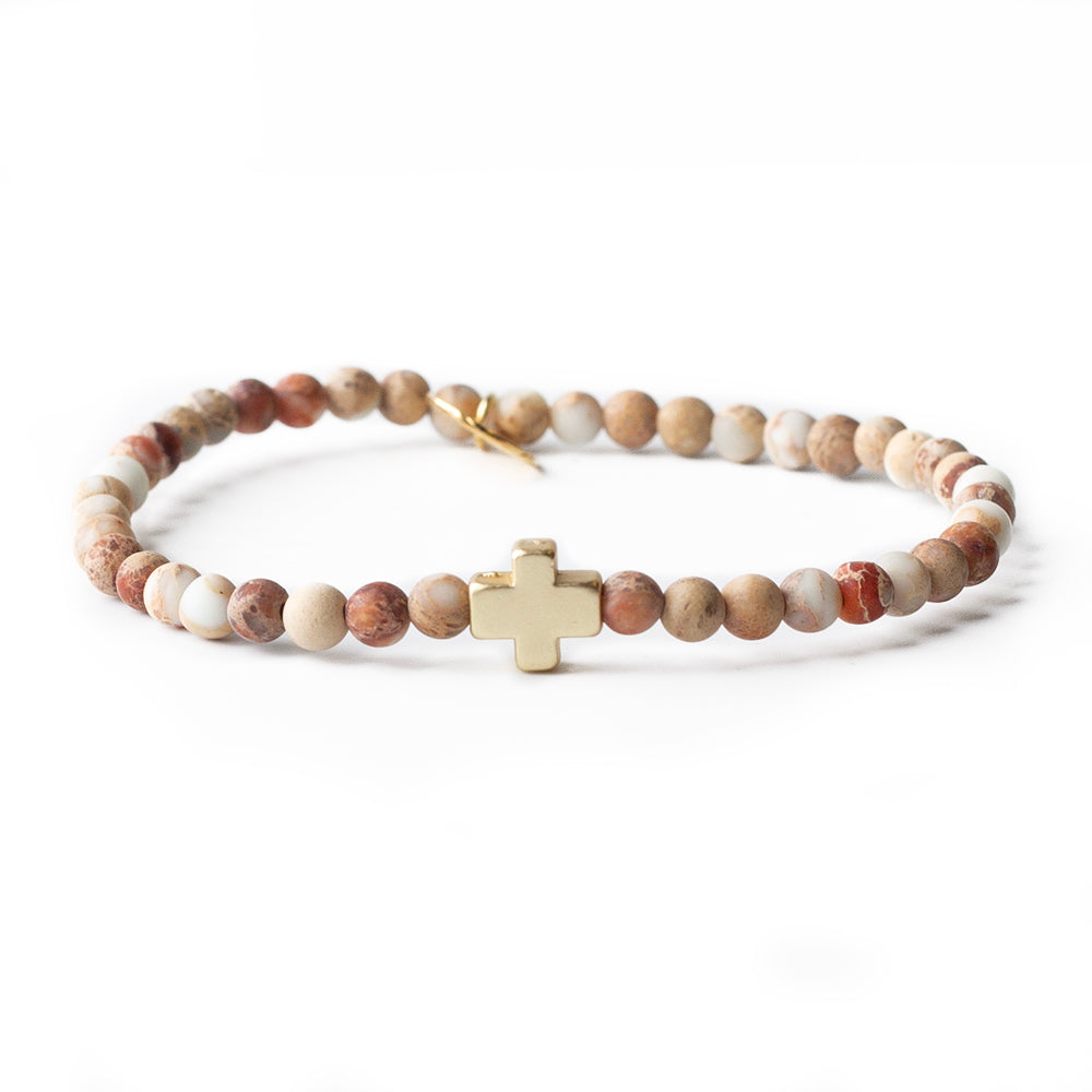 Faith Over Fear Cross Bracelet-White Jasper – Lenny and Eva