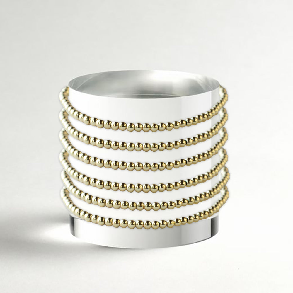Gilded Gold Beaded Stretch Bracelets-3mm, Smooth – Lenny and Eva
