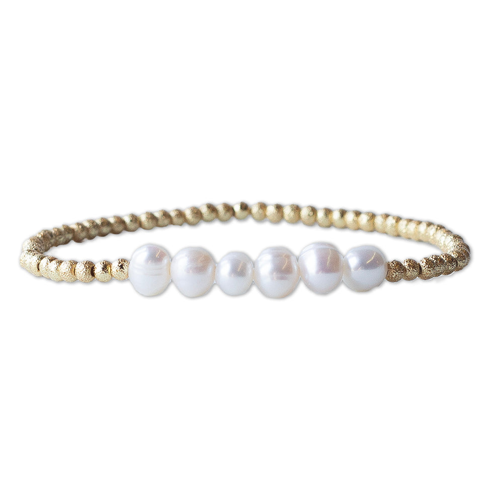Gilded Gold Beaded Bracelets-Row, Pearl – Lenny and Eva