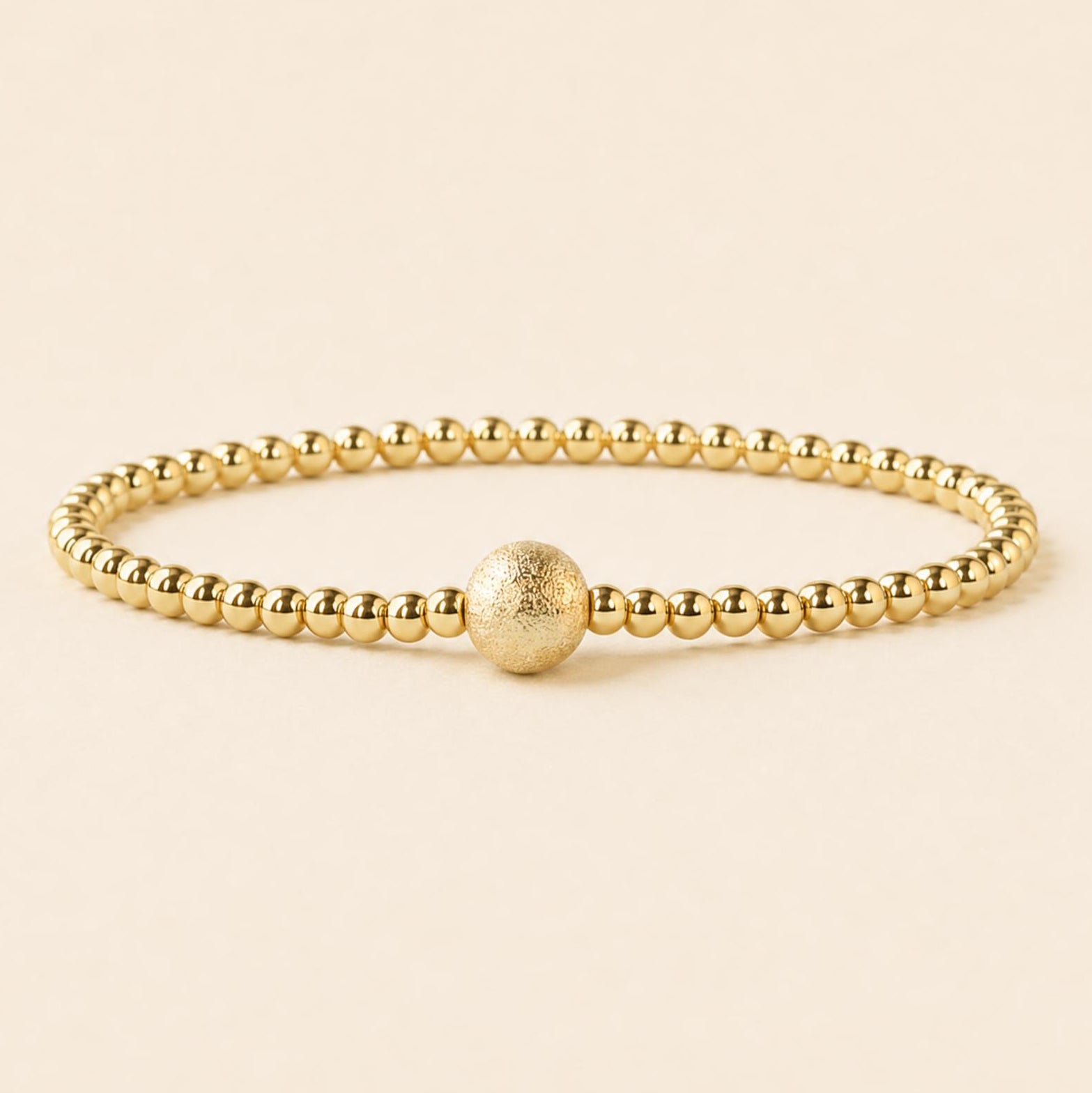 Gilded Gold Beaded Stretch Bracelets, Uno, Textured – Lenny 