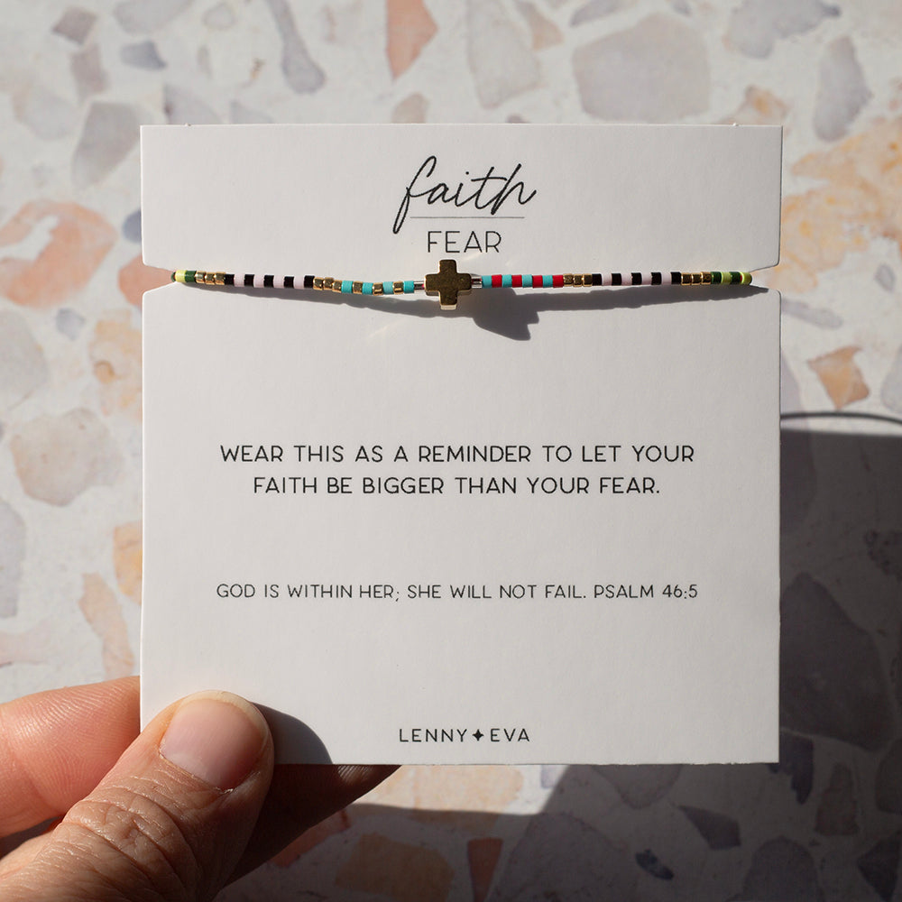 Faith Over Fear Cross Cord Bracelet – Lenny and Eva