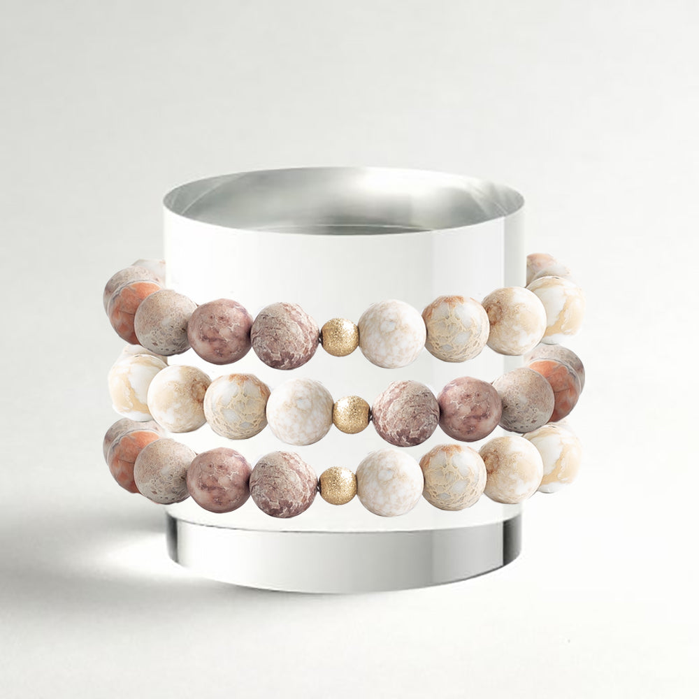 Bracelet En Jaspe Gris Et Blanc Large 15mm - Pierre Naturelle Cirée - Taille 65mm - Neuf Avec étiquettes Minéral Est