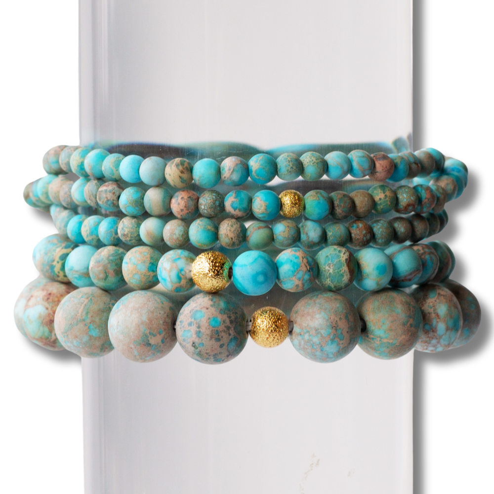 Turquoise Square Natural Gemstone Elastic Bracelet 