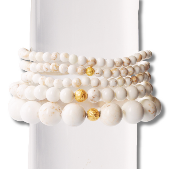 Gemstone Bracelets-Howlite, 3 Sizes