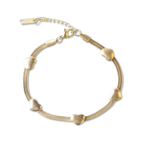 Gilded Bracelet-Herringbone, Heart