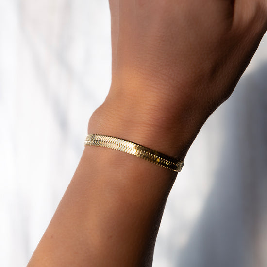 Gilded Bracelet-Herringbone, Wide