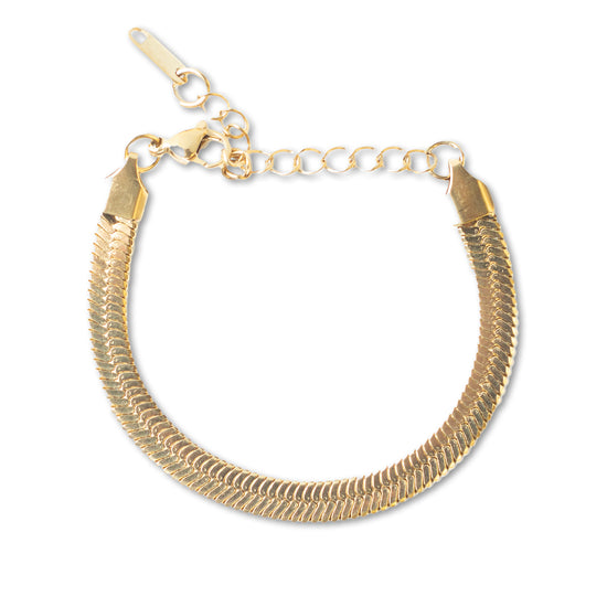 Gilded Bracelet-Herringbone, Wide