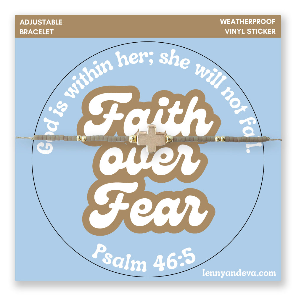 Let It Shine Beaded Cord Bracelet and Sticker Set-Faith Over Fear