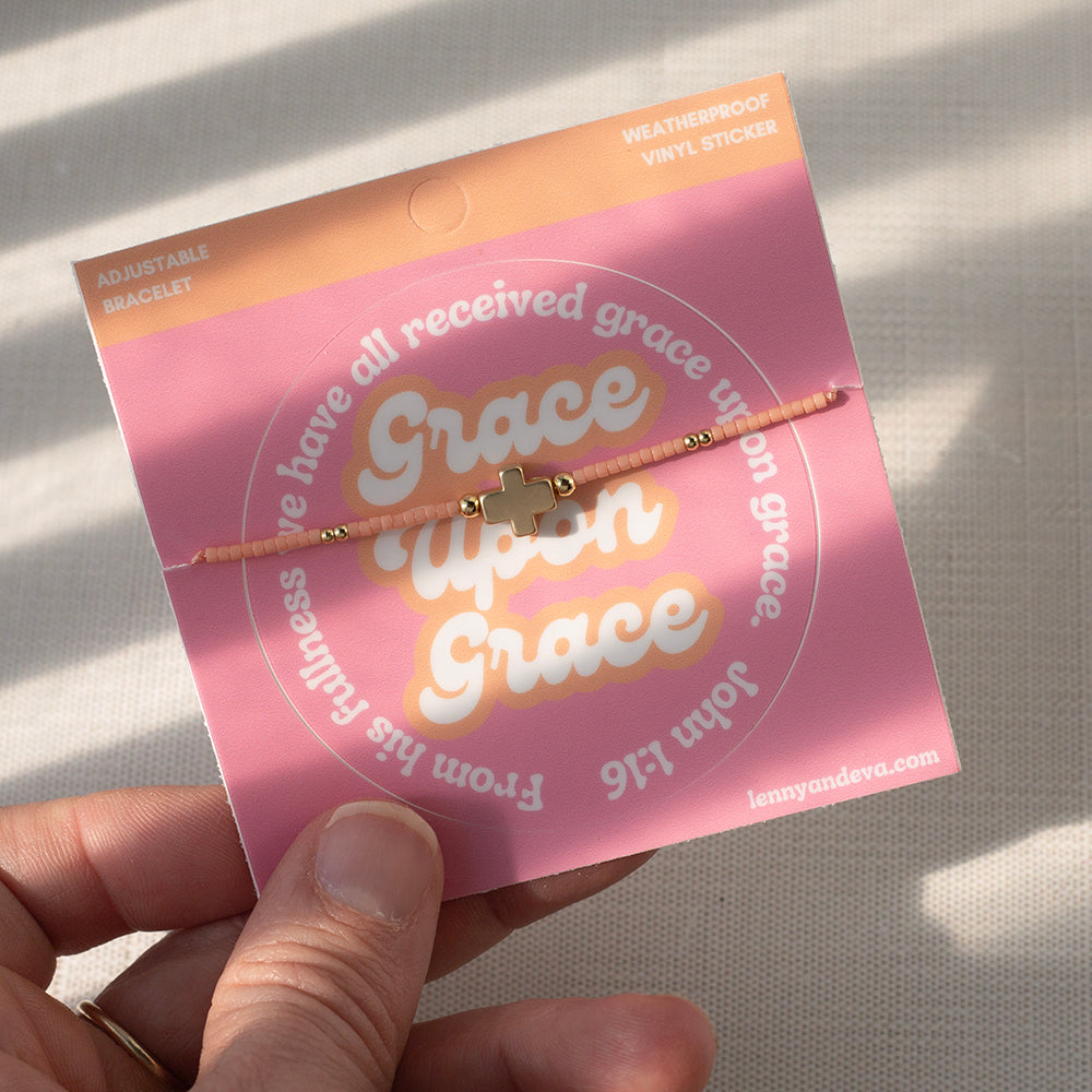 Let It Shine Beaded Cord Bracelet and Sticker Set-Grace Upon Grace