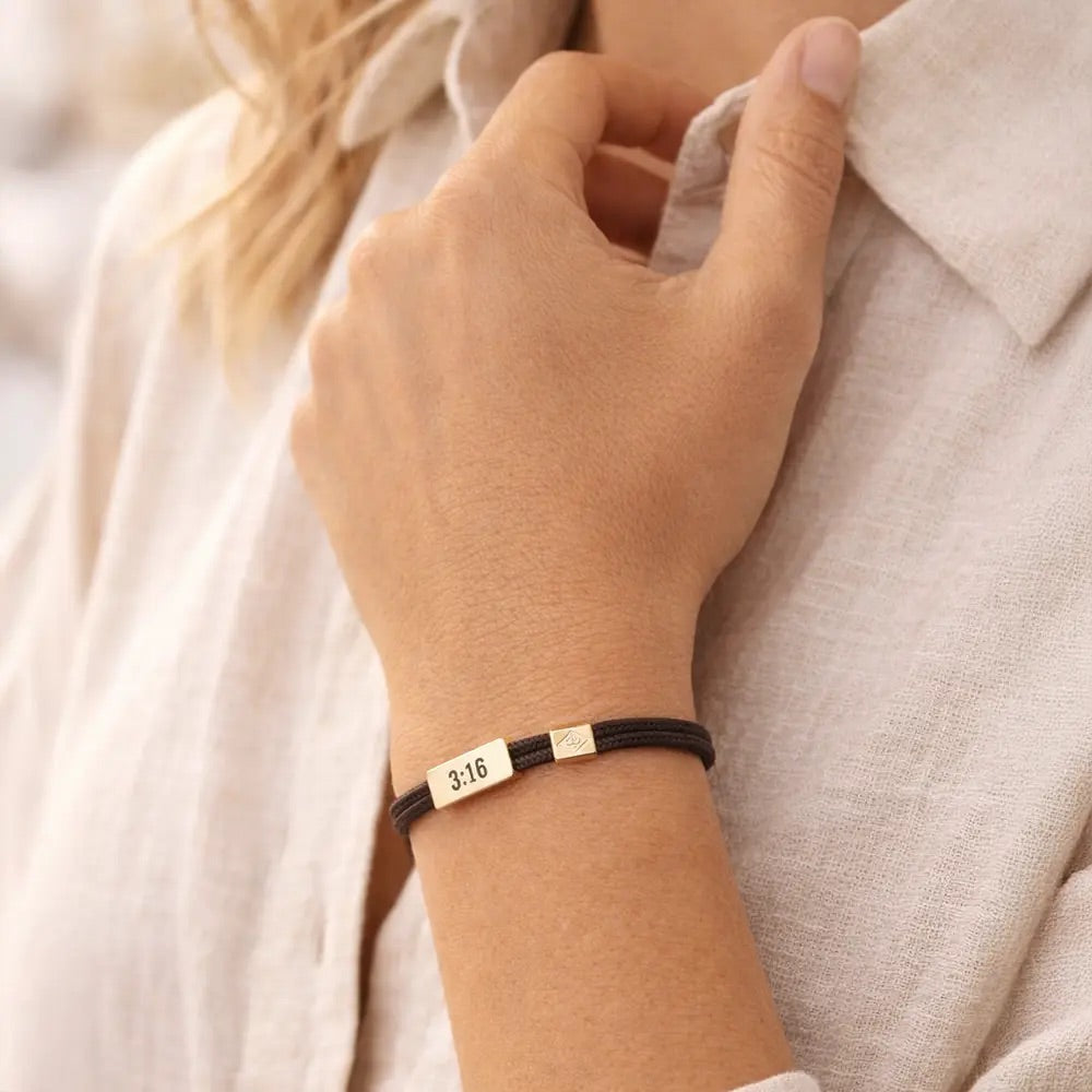Sentiment Cord Bracelet-John 3:16, You Are Loved – Lenny and Eva