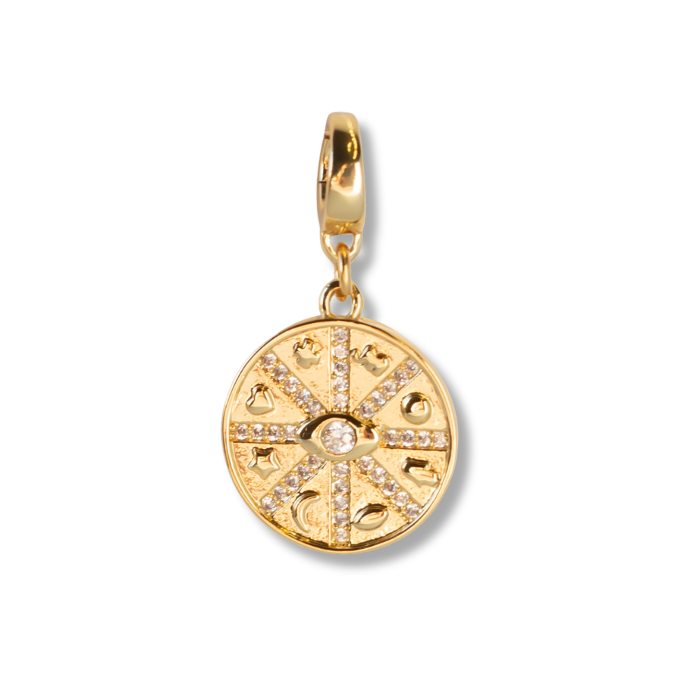Load image into Gallery viewer, Lucky Medallion Charm, CZ
