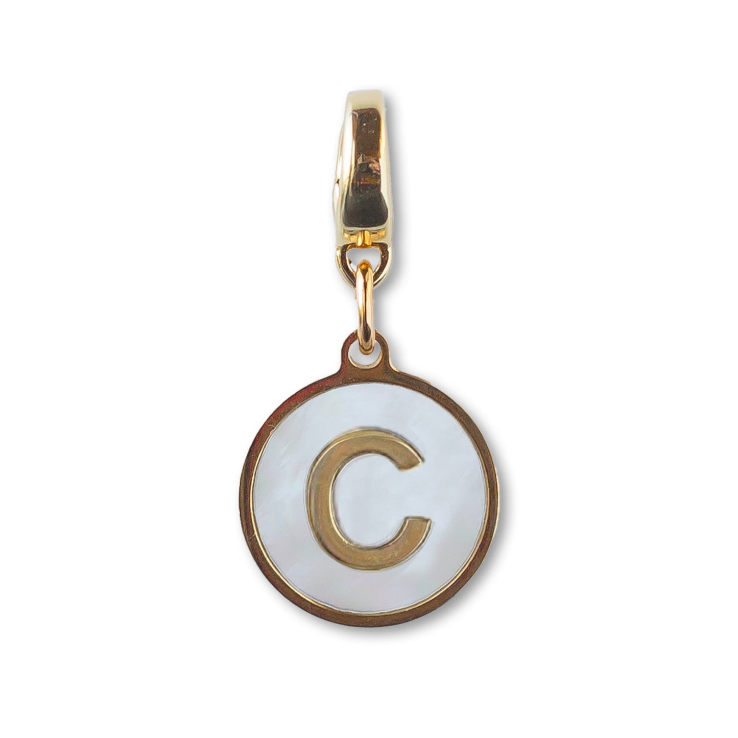 Letter C Charm, Mother of Pearl