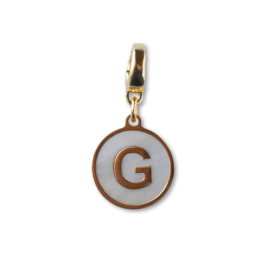 Letter G Charm, Mother of Pearl