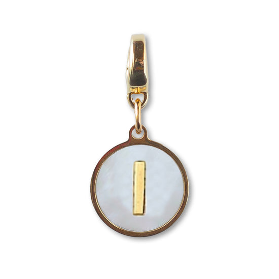 Letter I Charm, Mother of Pearl