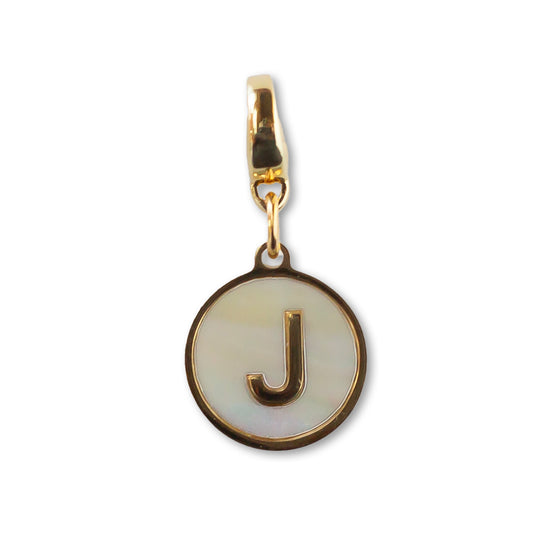 Letter J Charm, Mother of Pearl