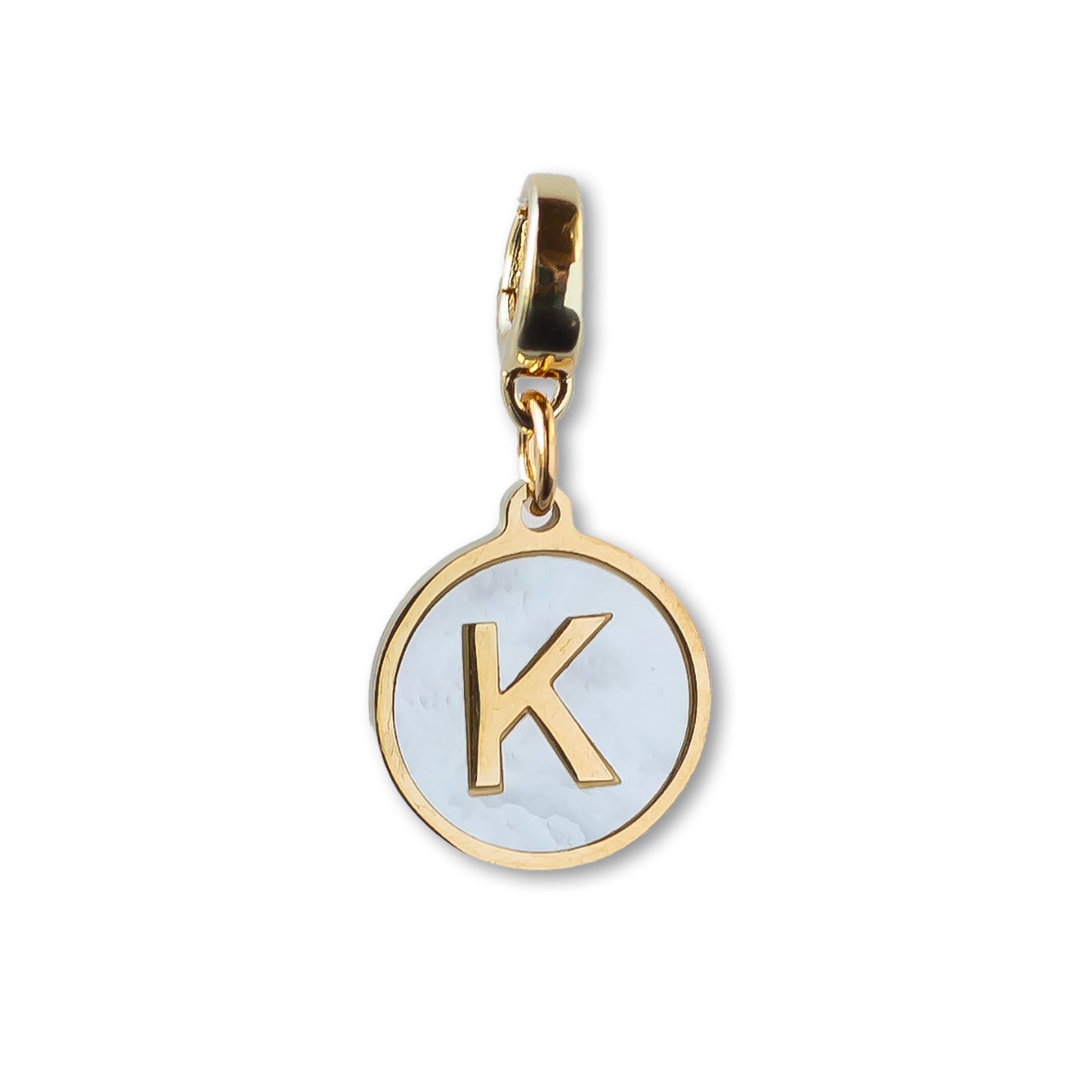 Letter K Charm, Mother of Pearl