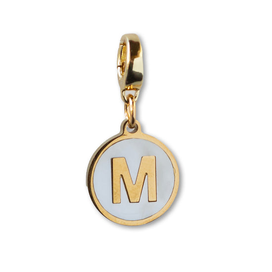 Letter M Charm, Mother of Pearl