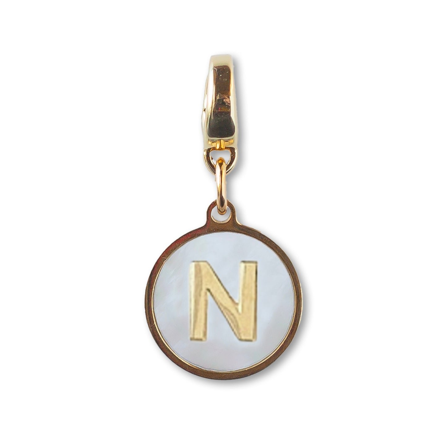 Letter N Charm, Mother of Pearl