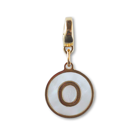 Letter O Charm, Mother of Pearl