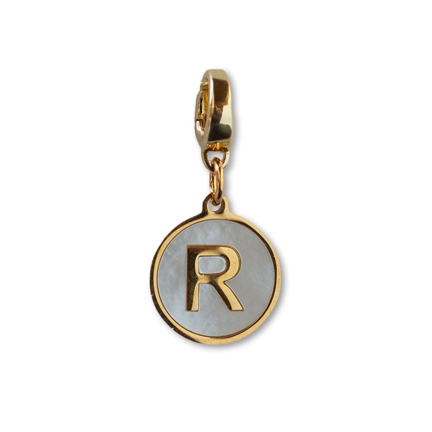 Letter R Charm, Mother of Pearl