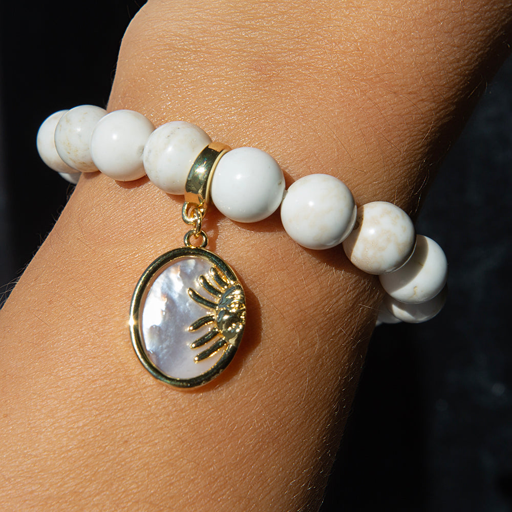 Sun Medallion Charm, Mother of Pearl