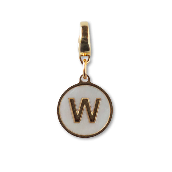 Letter W Charm, Mother of Pearl