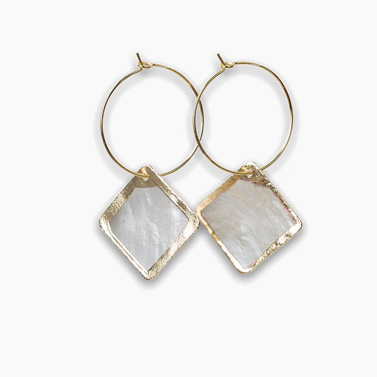 Intentions Earrings-Capiz Shell, Diamond