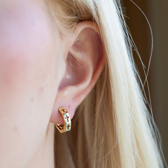 Load image into Gallery viewer, Gilded Earrings-Octagon Cross
