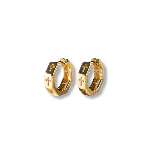 TATIANA☆[SILVER925] Cubic Cross Hoop Earring 925 Sterling Silver Cross Hoop Earrings-Men & Women's silver
