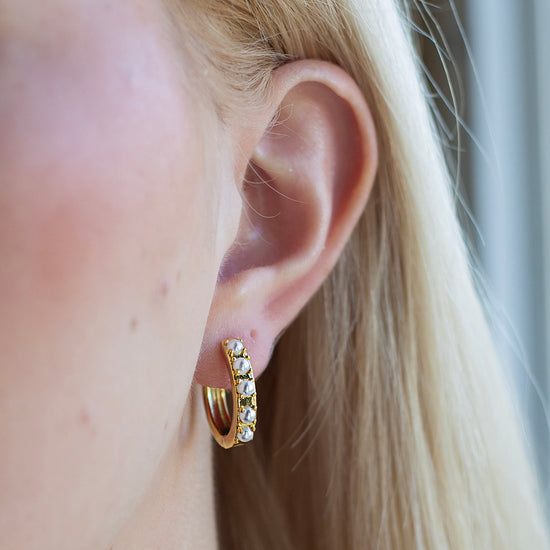 Gilded Earrings-Pearl Hoops