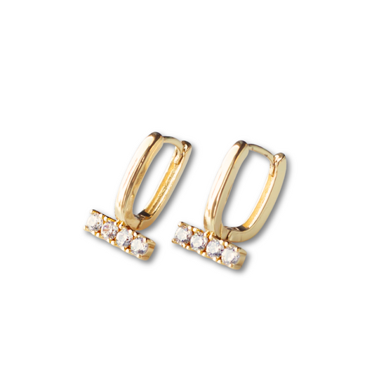 Load image into Gallery viewer, Gilded Earrings-Rhinestone Bar
