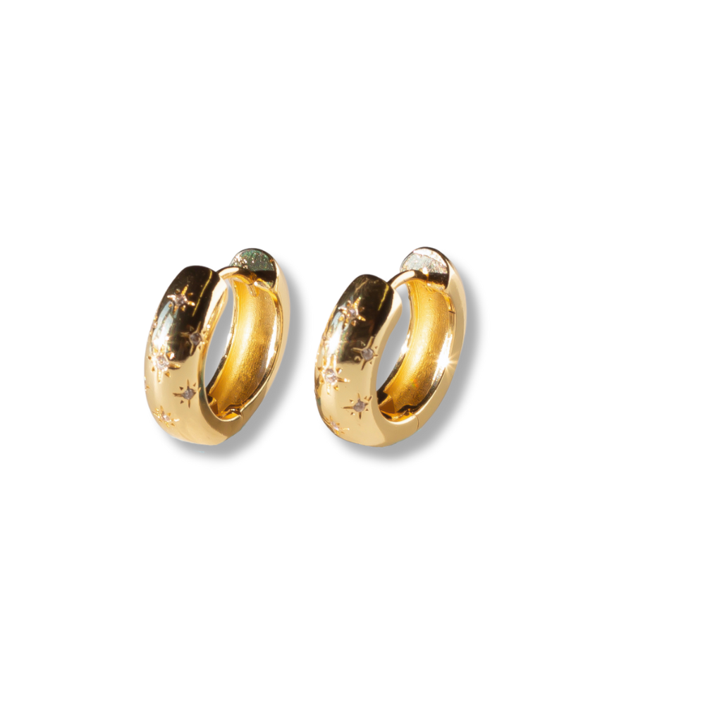 Gilded Earrings-Star Hoops