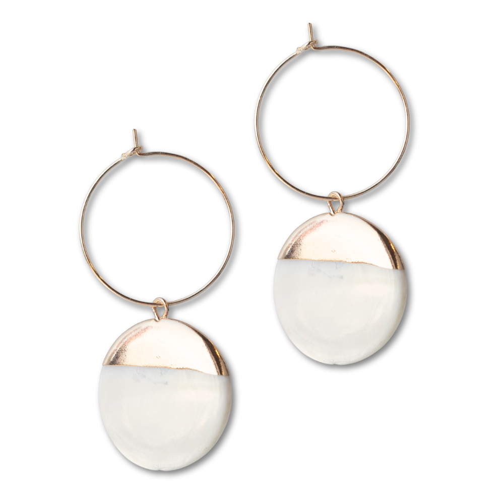Intentions Earrings-Dipped Mother of Pearl