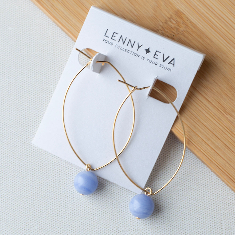 Lenny Earrings-Blue Agate